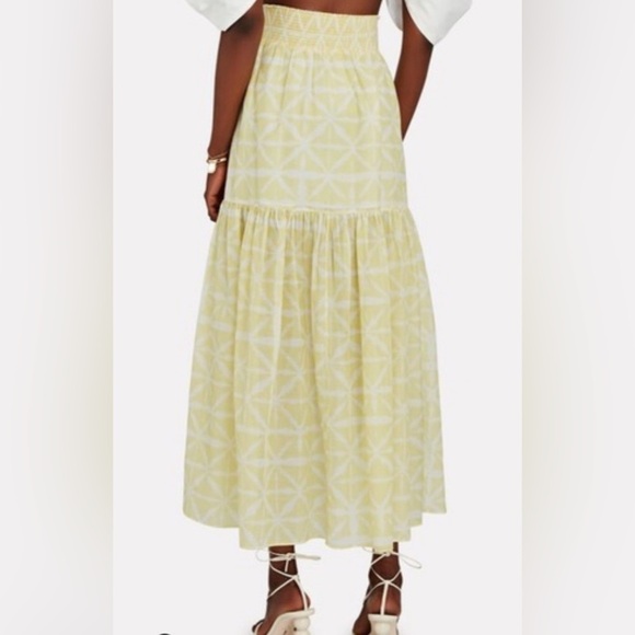 Intermix Adeline Printed Tiered Midi Skirt Yellow and White. - Picture 2 of 9